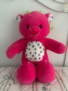 Build-A-Bear Hot Pink Dragon Plush with White Spotted Belly